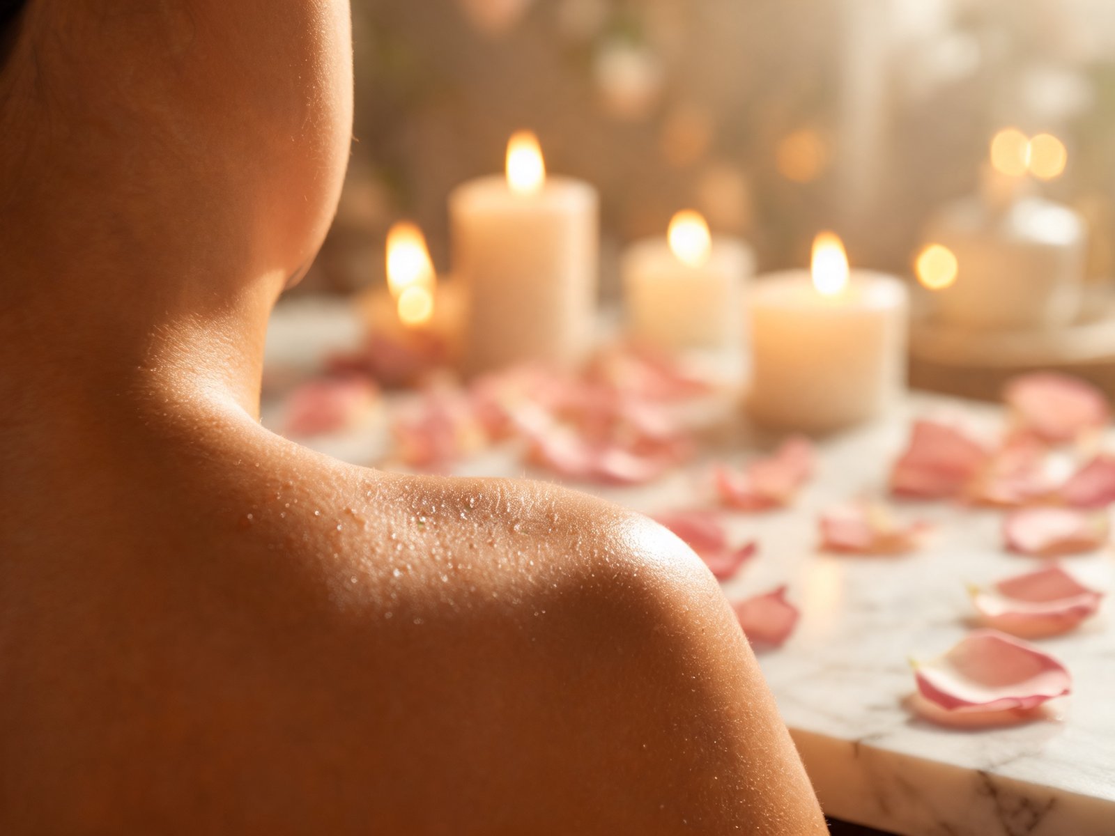 Smooth shoulder, upper back and arm after professional body waxing