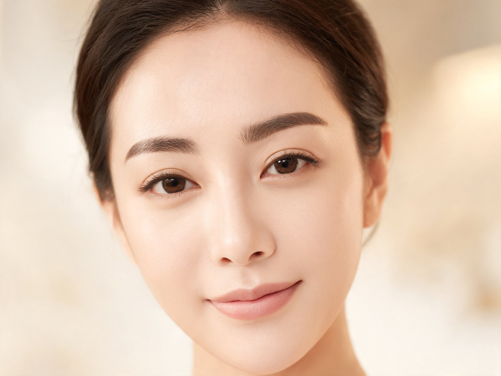 Close-up portrait showing smooth skin for gentle facial waxing and brow shaping